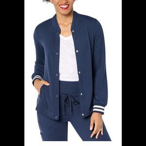 Cuddl Duds Women's Lightweight Comfort Bomber Cardigan Navy - Regular